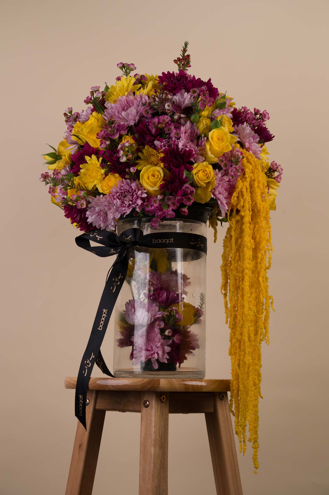 Golden Bloom Symphony – Luxury Mixed Flower Vase Arrangement
