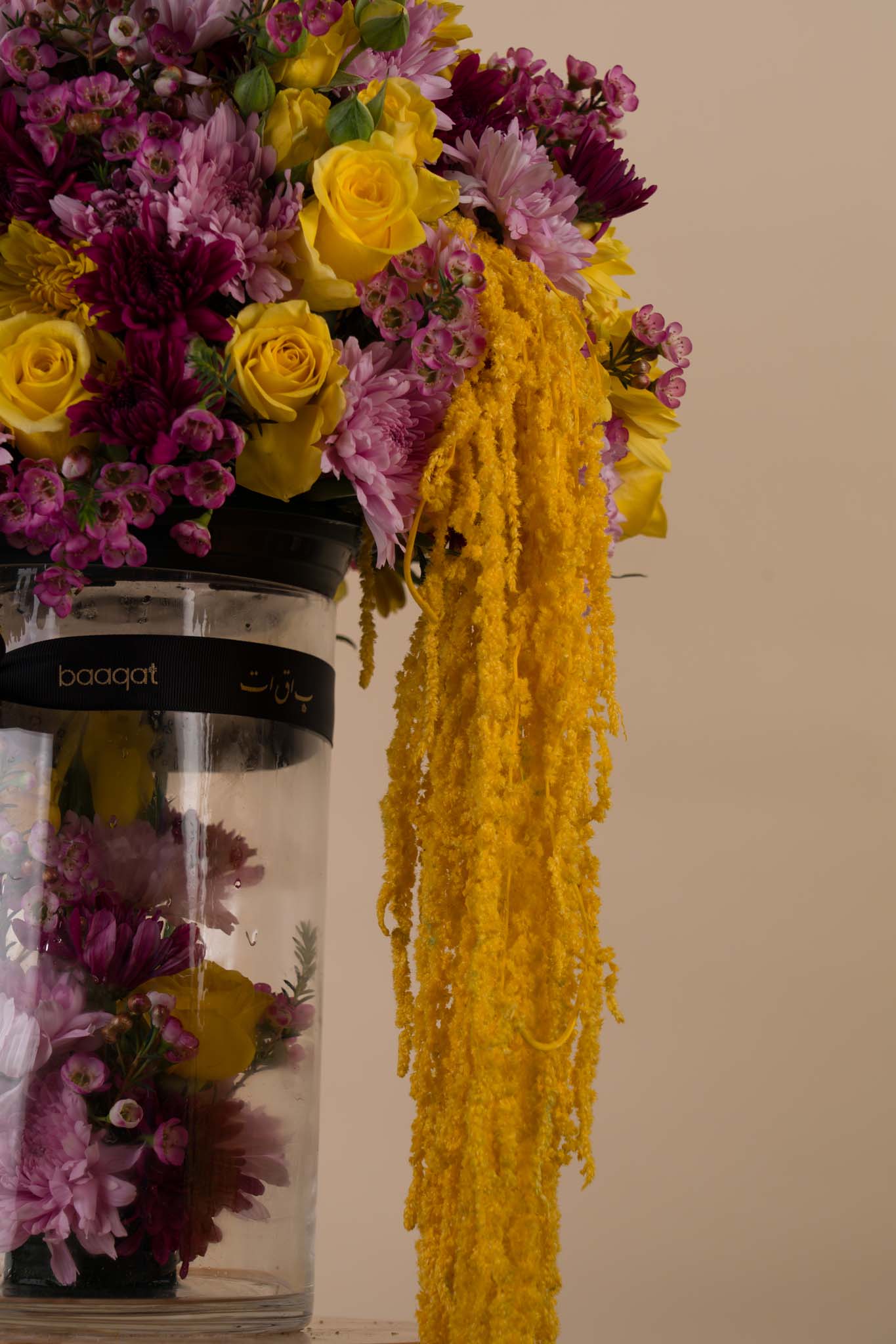 Golden Bloom Symphony – Luxury Mixed Flower Vase Arrangement