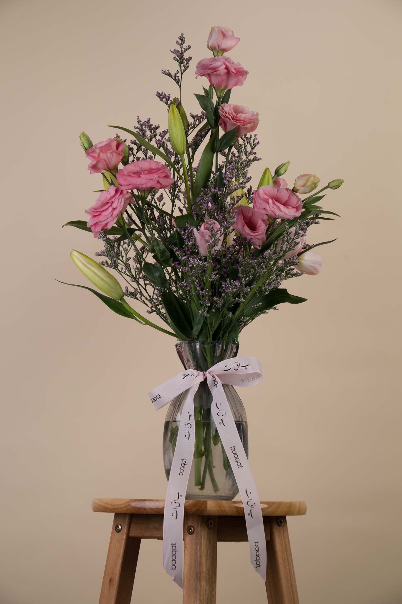 Blush Serenity – Pink Roses & Lilies Vase Arrangement