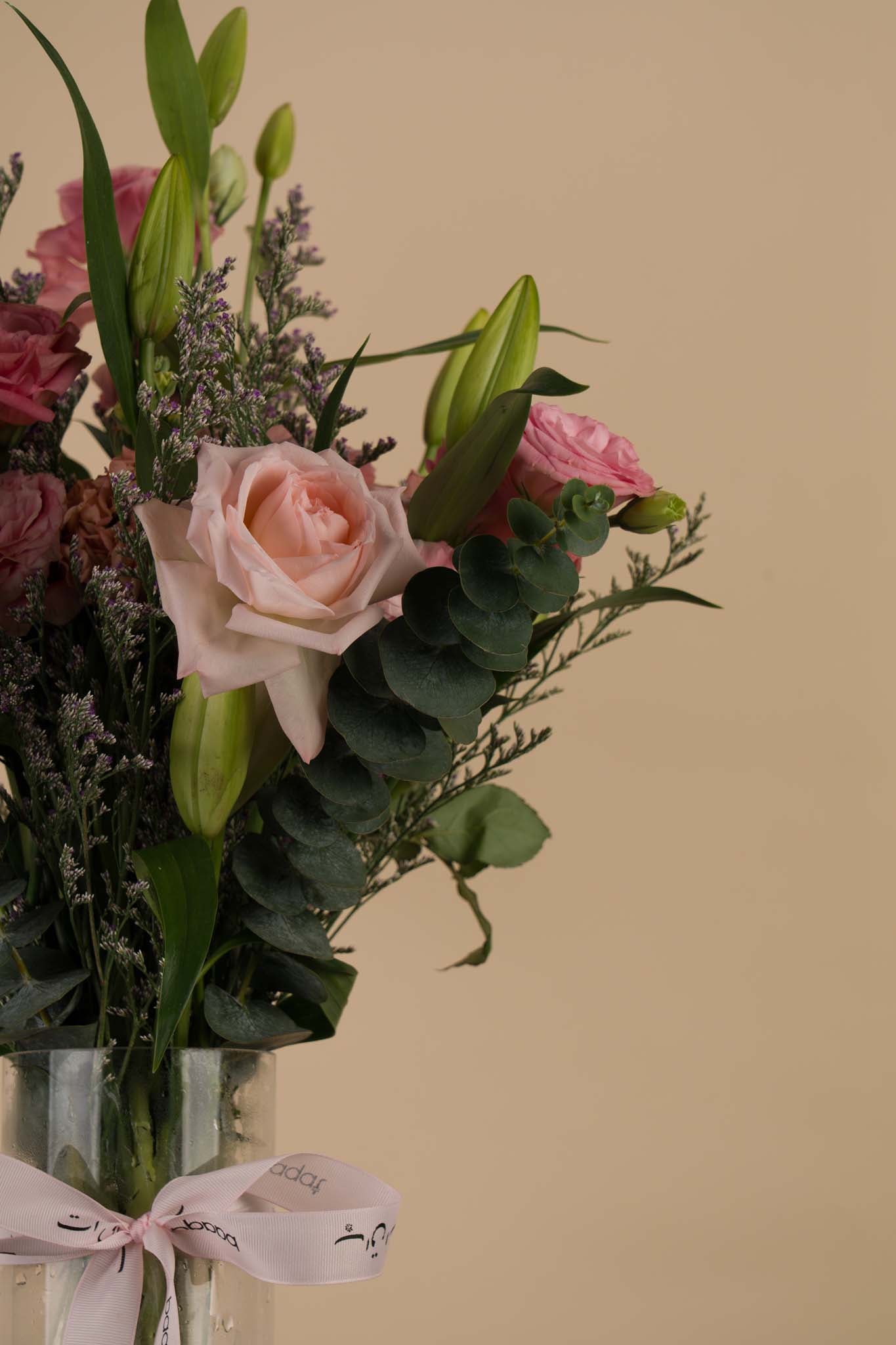 Elegant Pink Rose & Lily Vase Arrangement