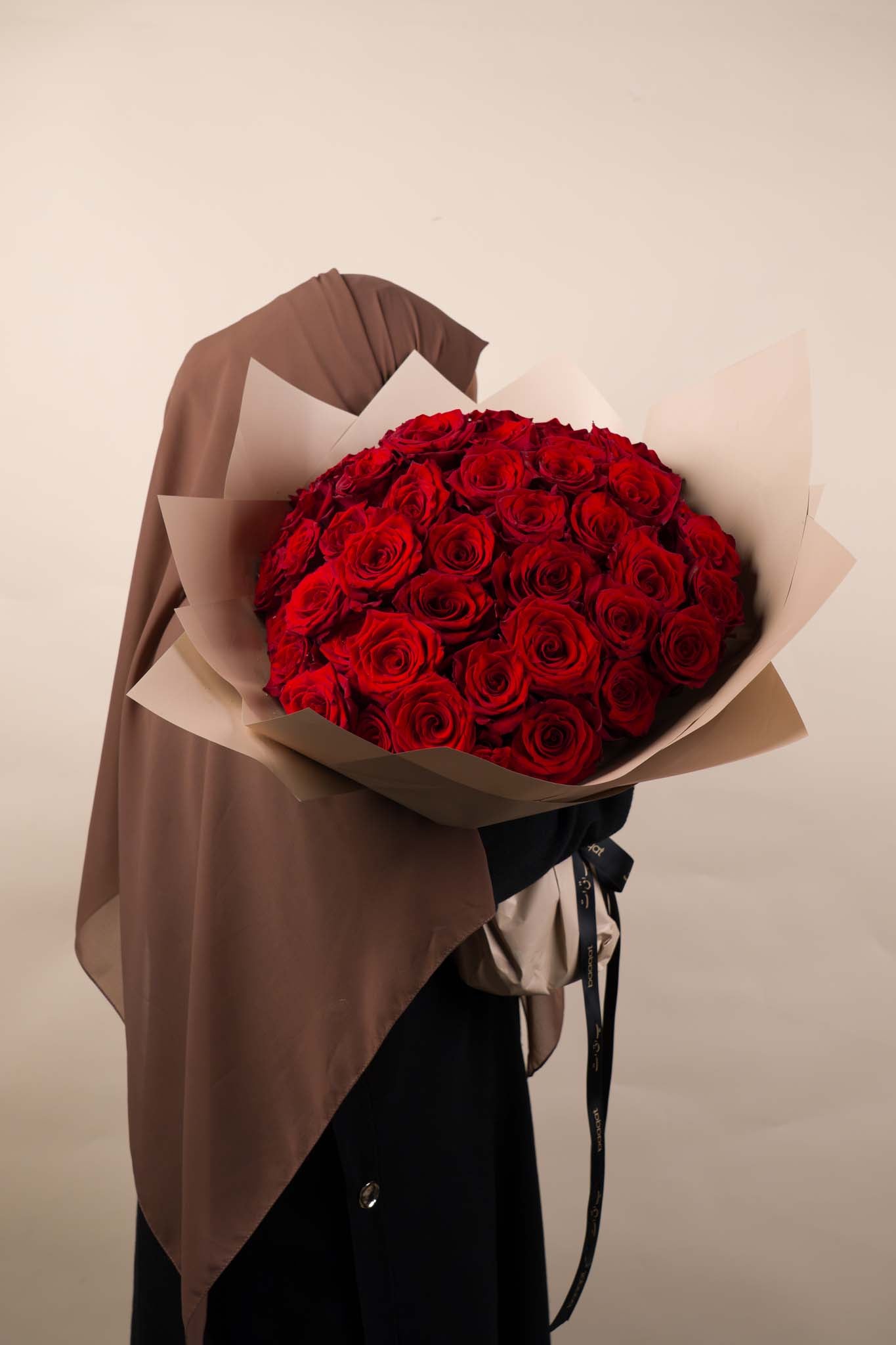51 Red Roses Brown Wrap Bouquet