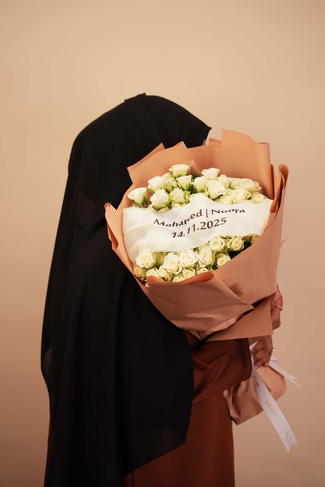 Elegant White Rose Personalized Bouquet