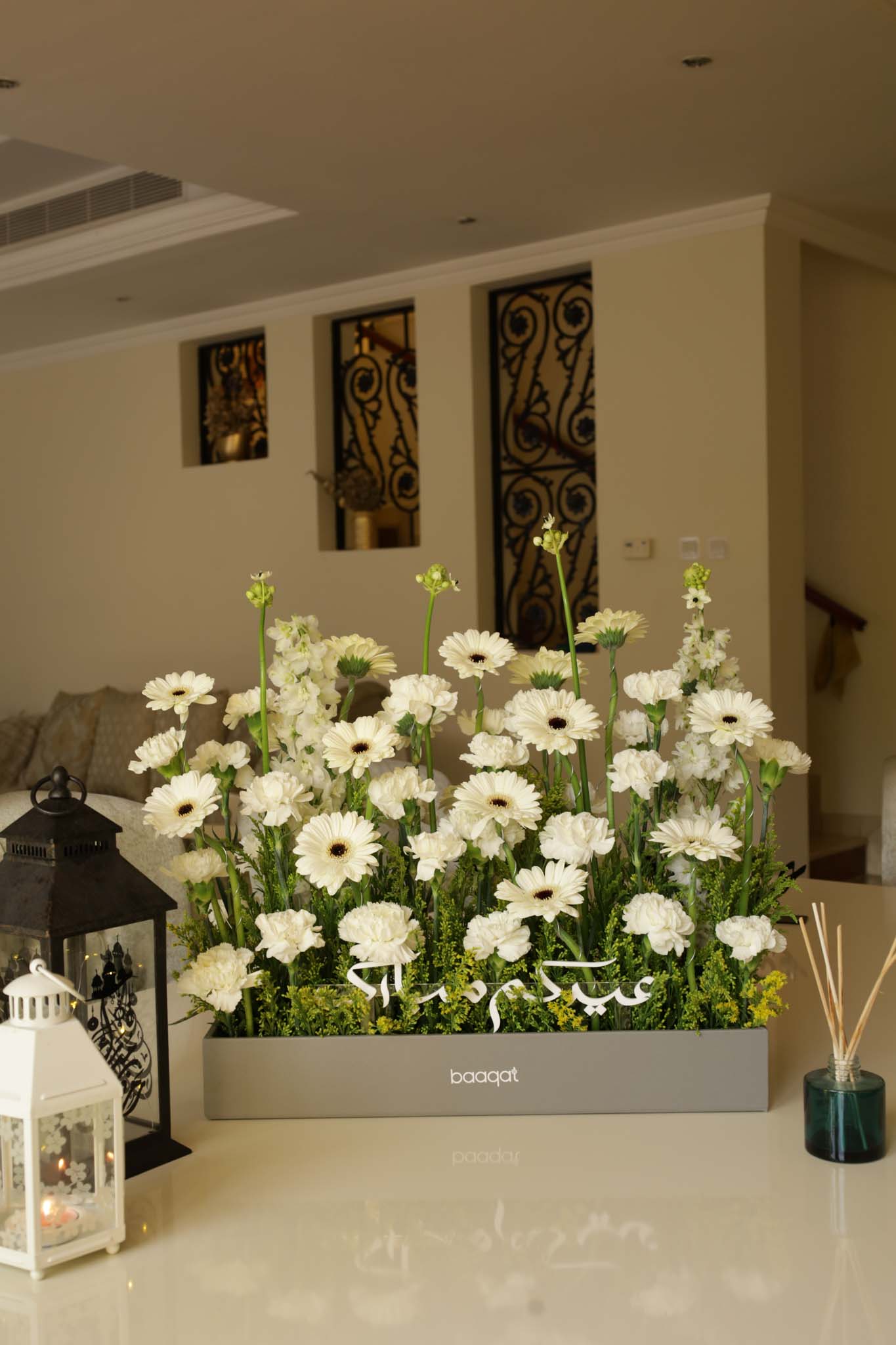 Elegant White Gerbera & Carnation Floral Box Arrangement