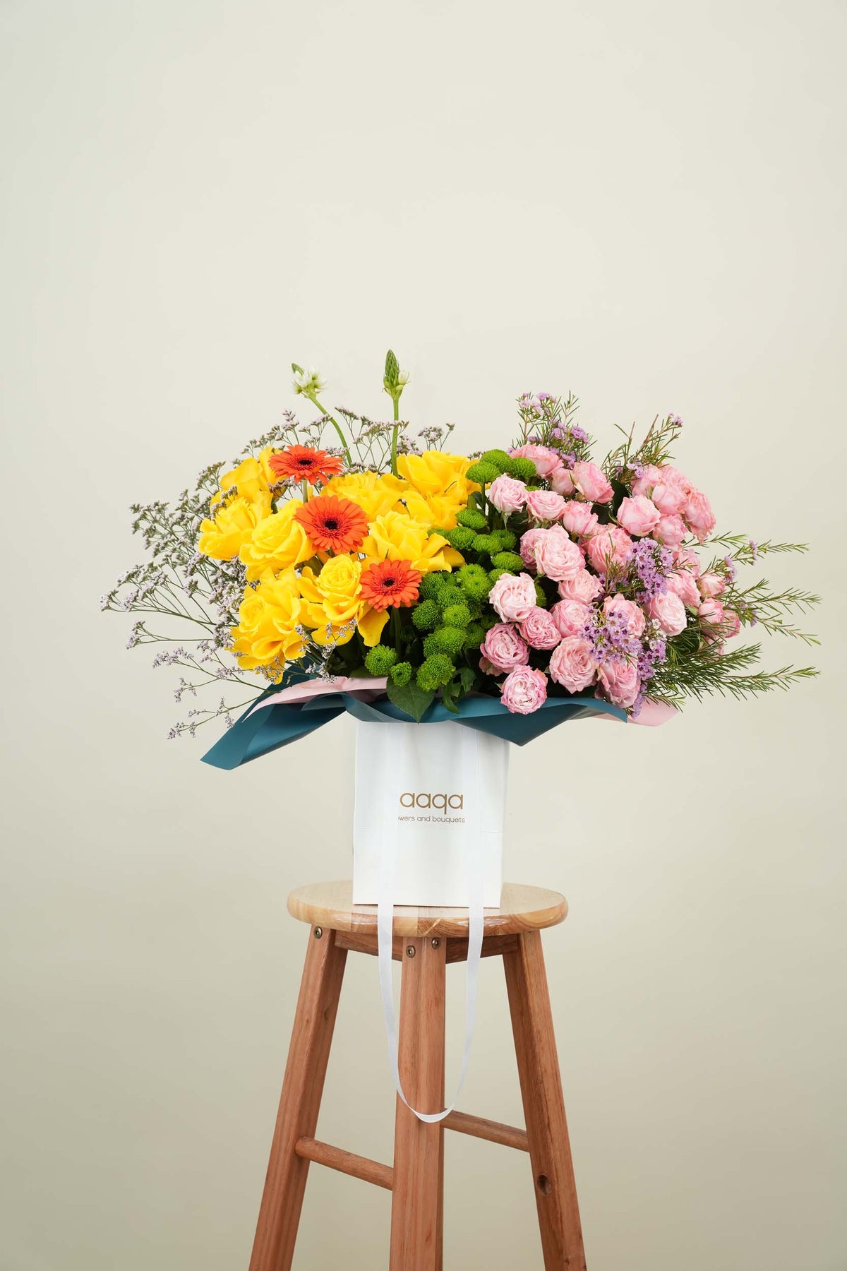 Sunshine & Soft Elegance Floral Bag Arrangement