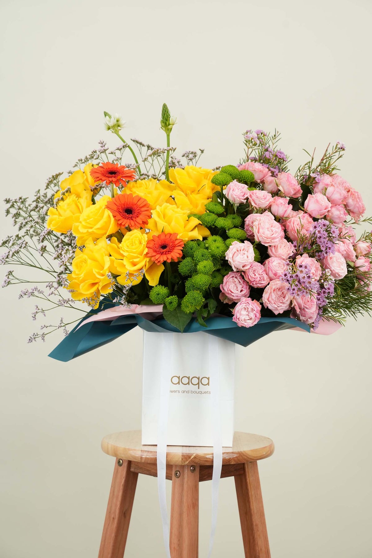 Sunshine & Soft Elegance Floral Bag Arrangement