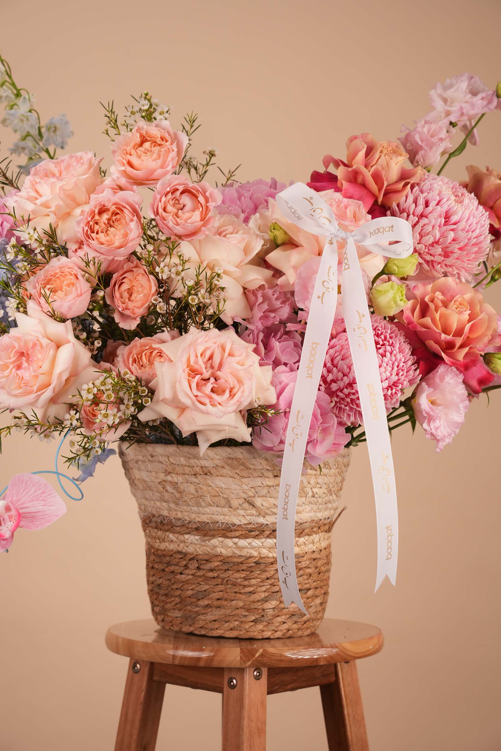 Peach Blush Garden Flower Basket