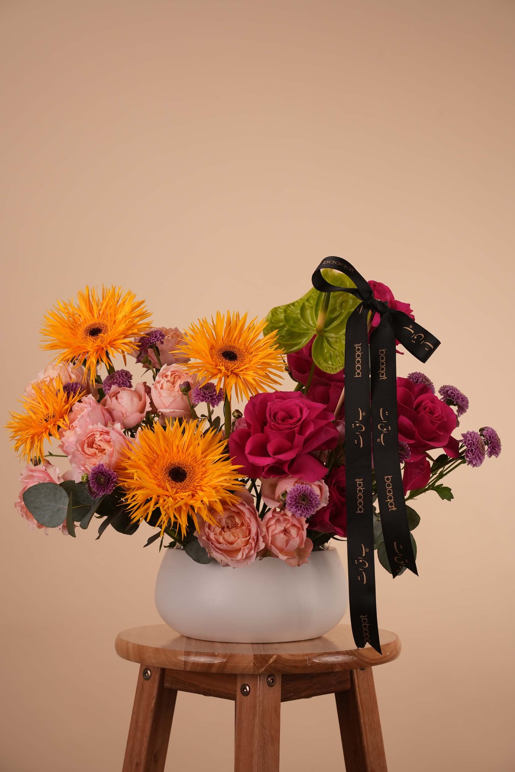 Golden Rose Garden Flower Vase