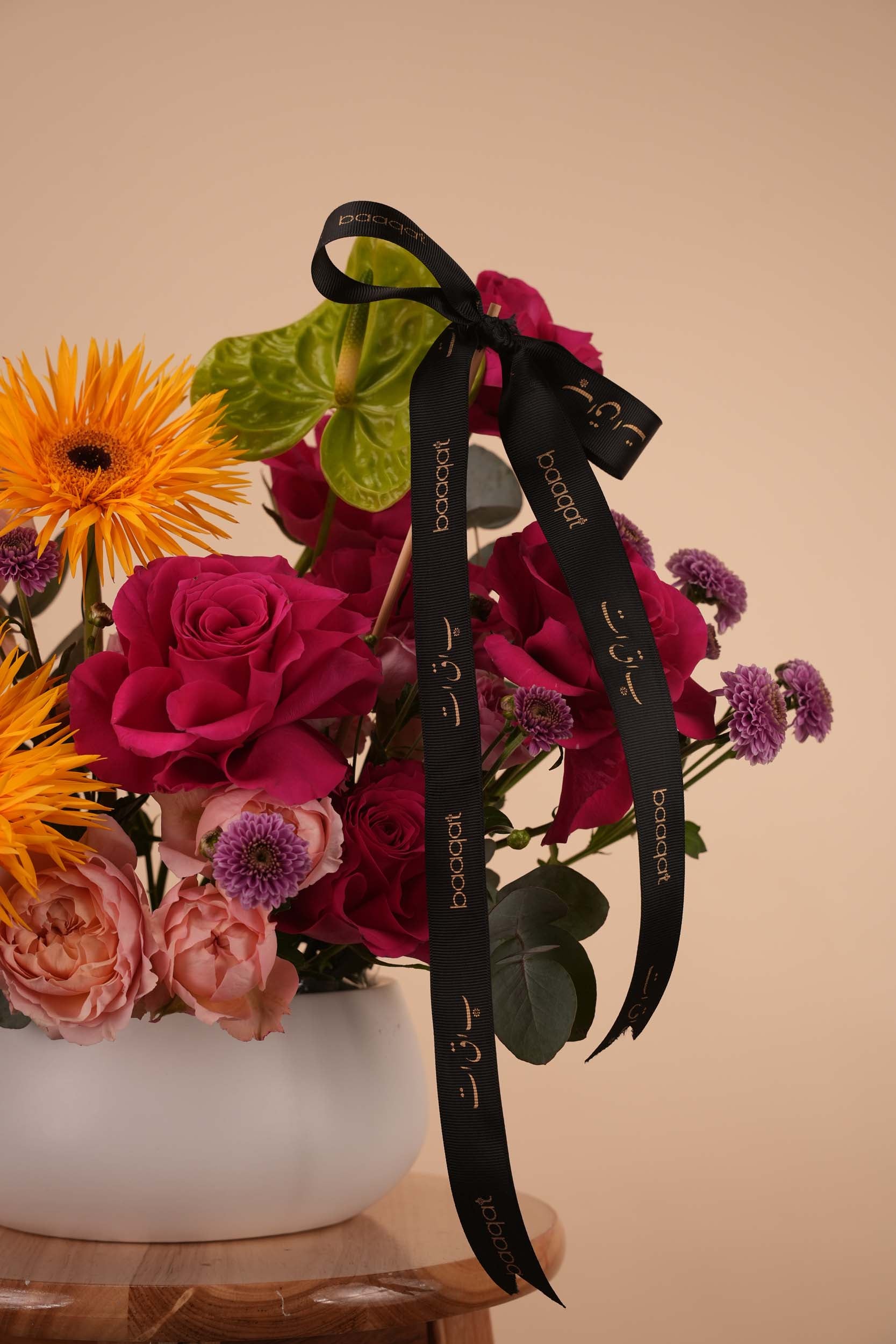 Golden Rose Garden Flower Vase
