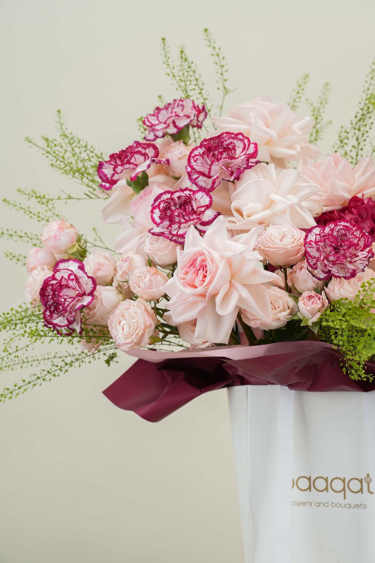 Velvet Magenta Hydrangea Bag Arrangement