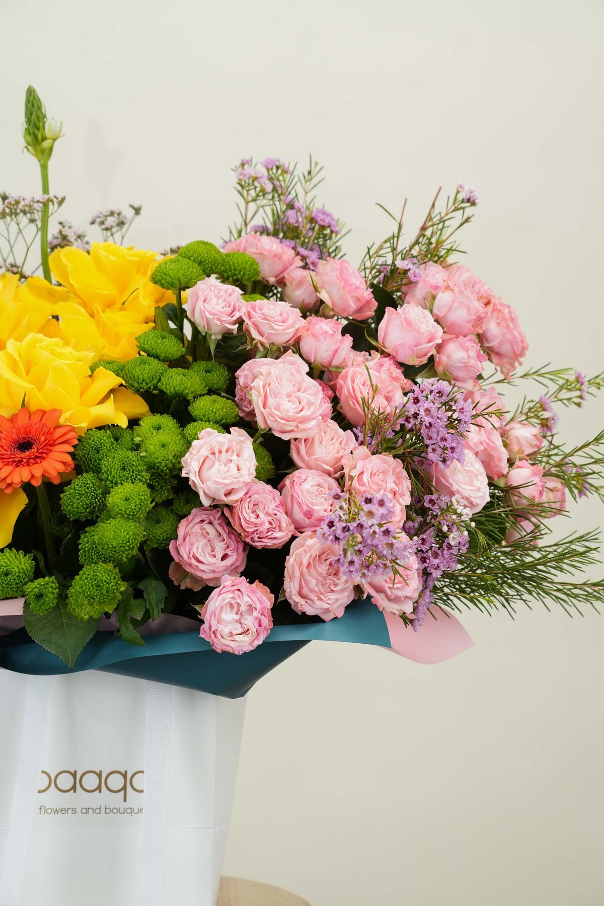 Sunshine & Soft Elegance Floral Bag Arrangement