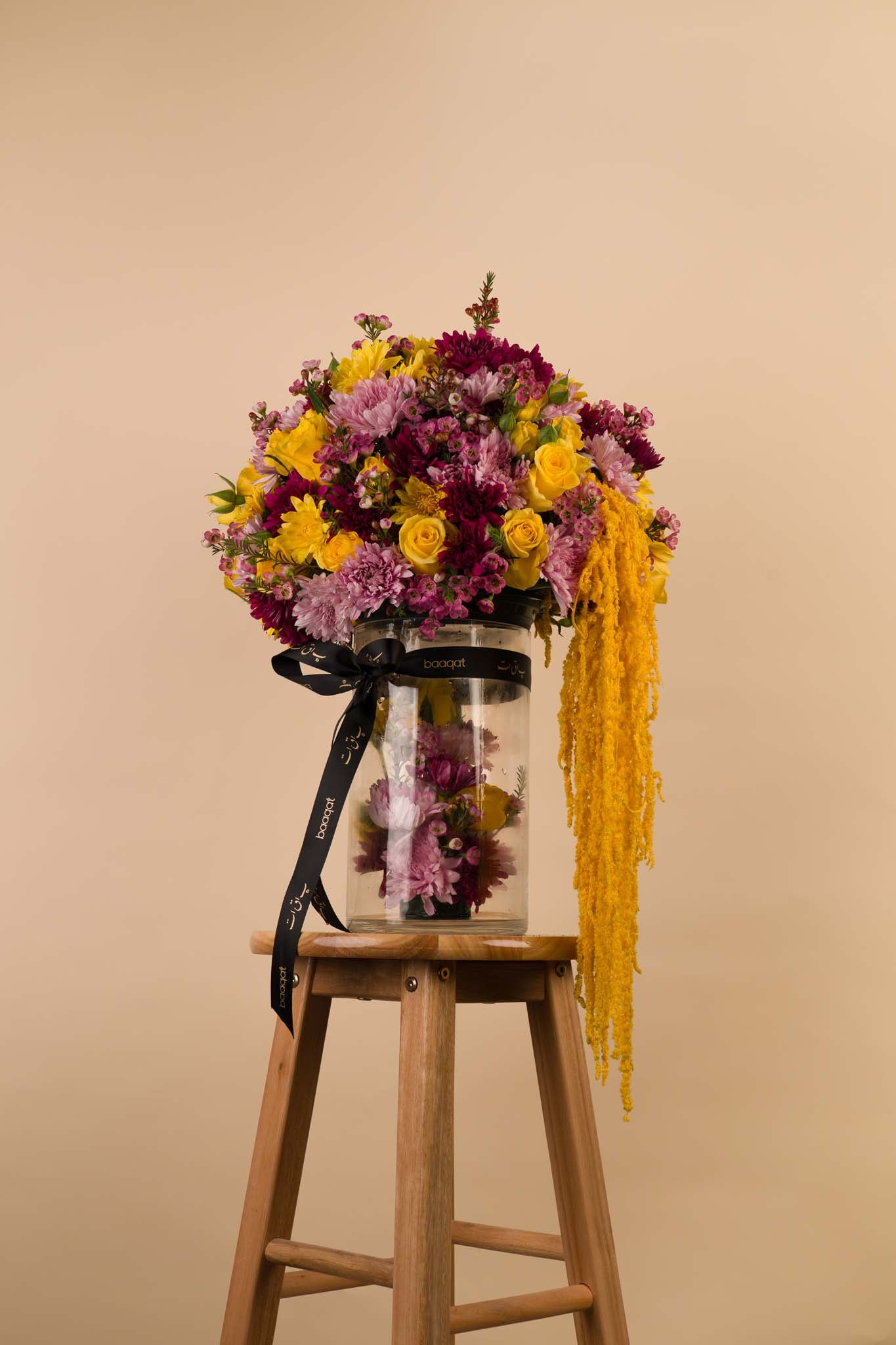 Golden Bloom Symphony – Luxury Mixed Flower Vase Arrangement