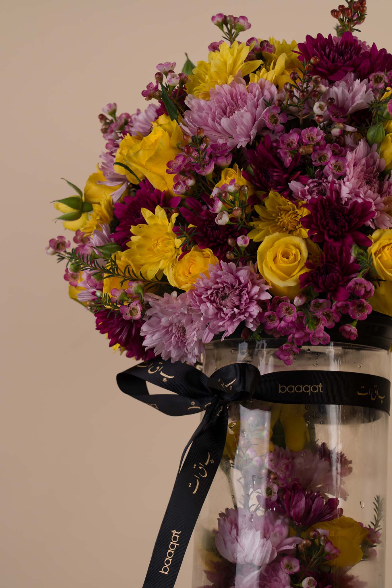 Golden Bloom Symphony – Luxury Mixed Flower Vase Arrangement