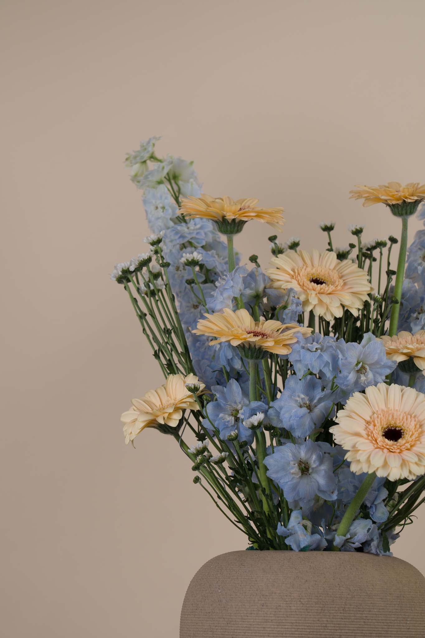 Celestial Pastel Flower Arrangement with Crescent Accent