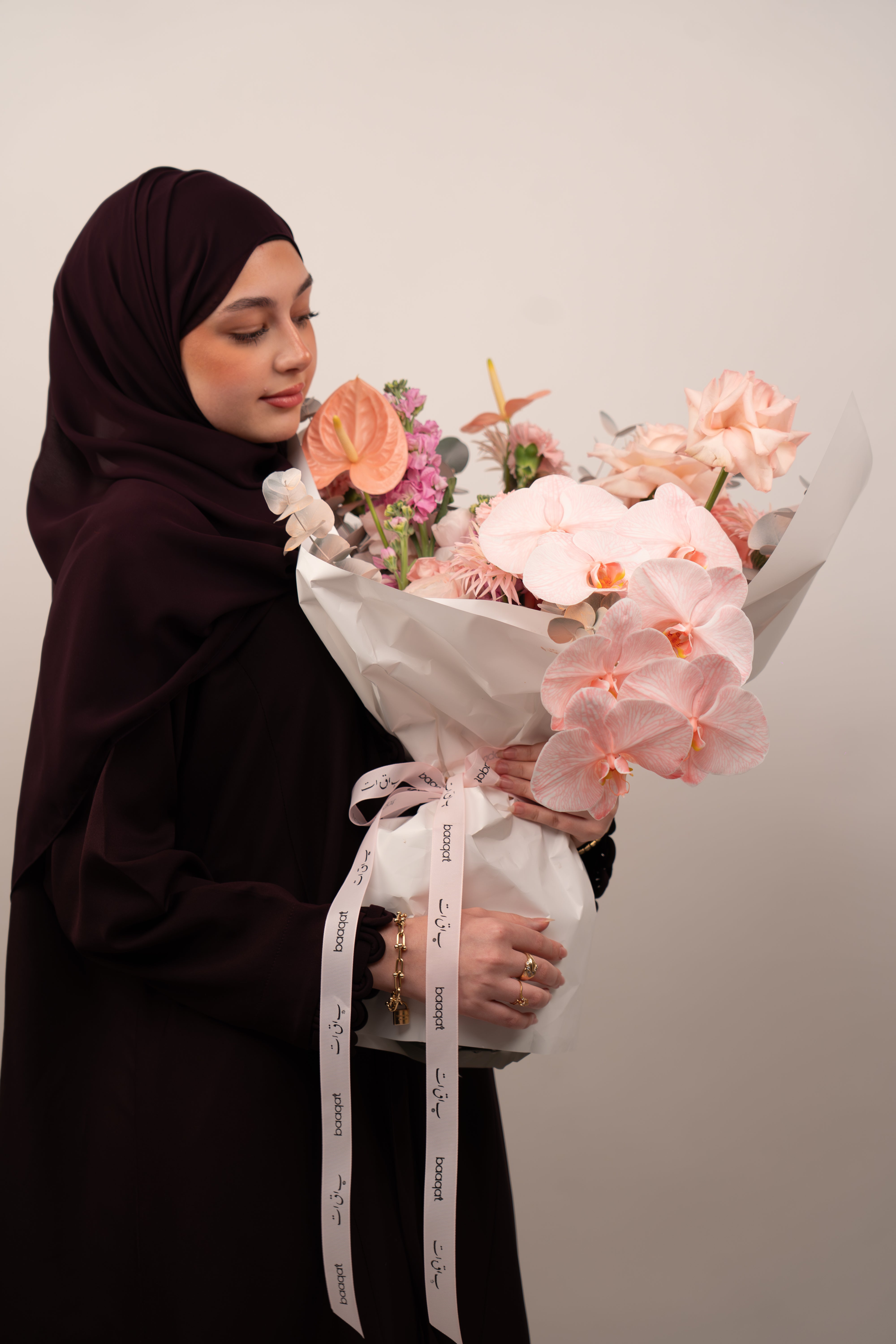 Peach Whisper Orchid Bouquet