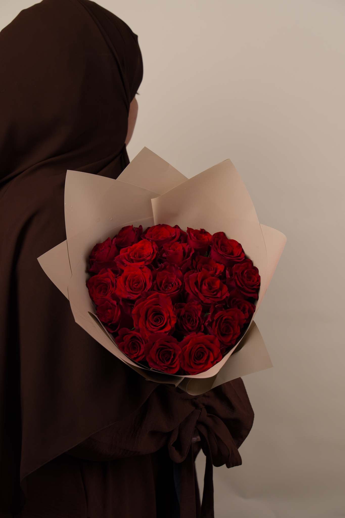 21 Red Roses Brown Wrap Bouquet
