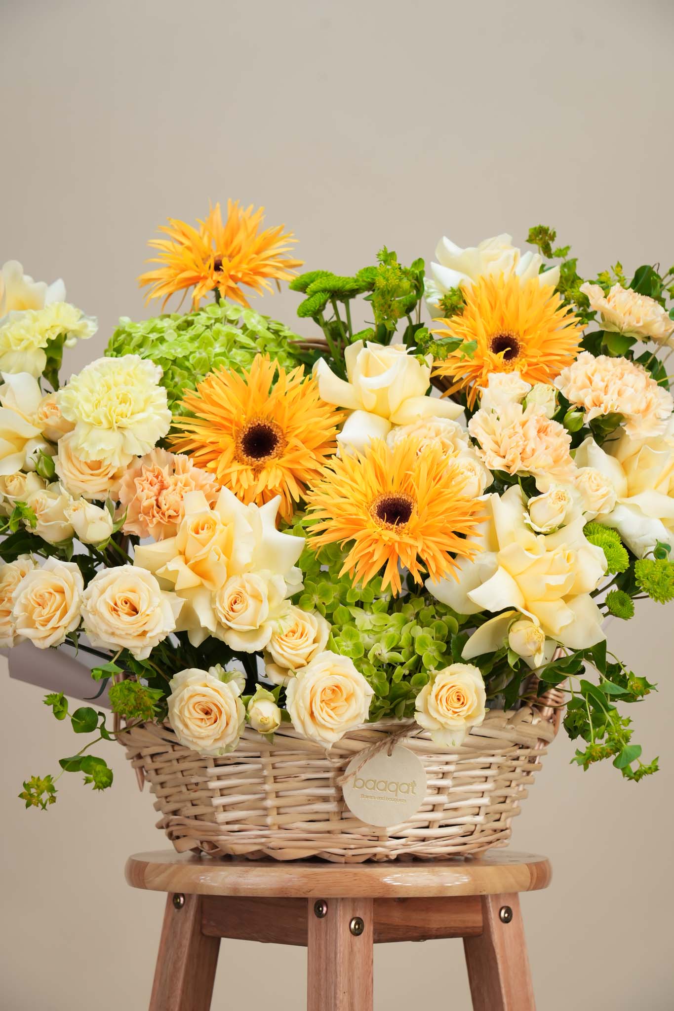 Golden Bloom Basket Arrangement