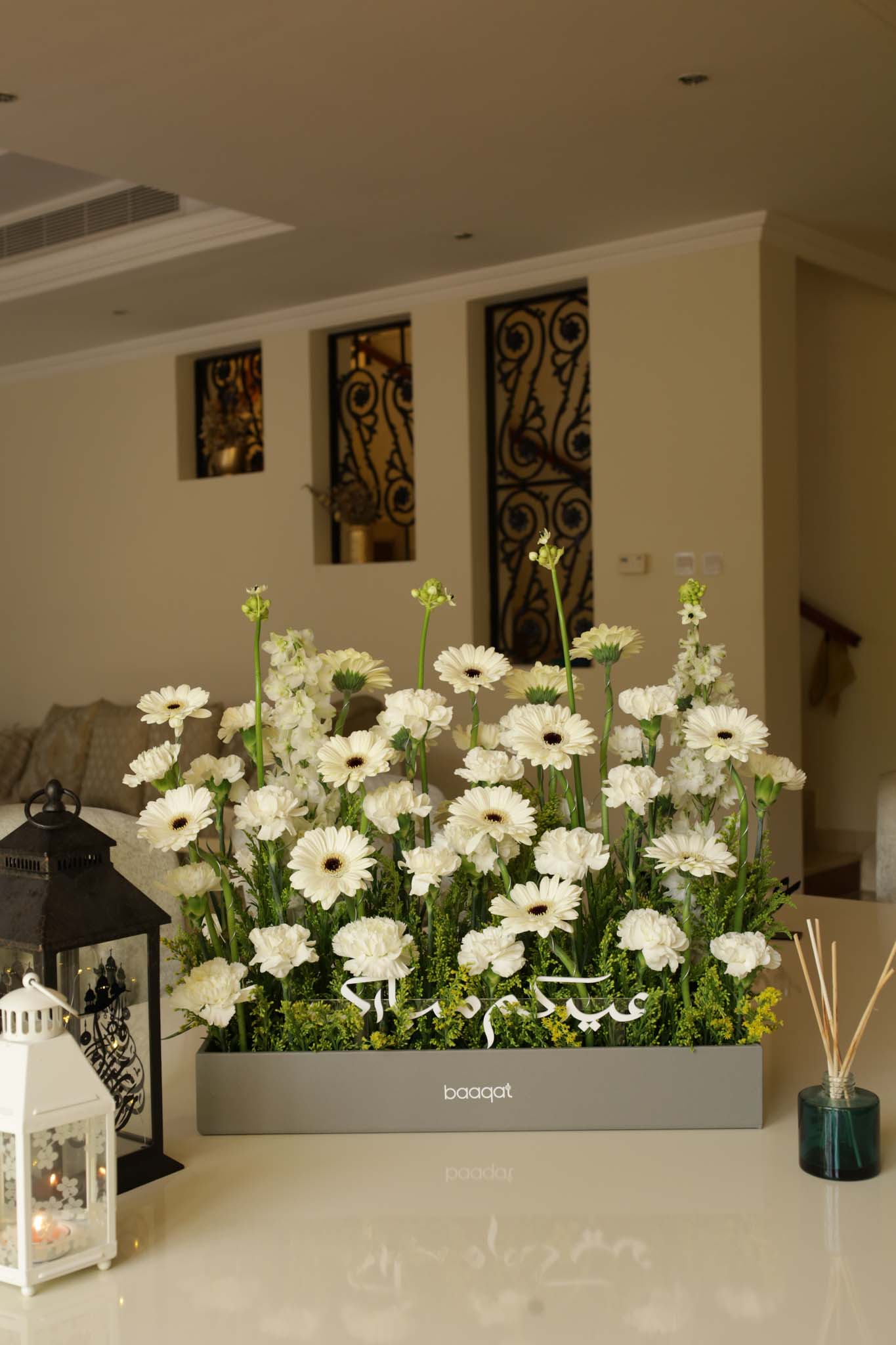 Elegant White Gerbera & Carnation Floral Box Arrangement